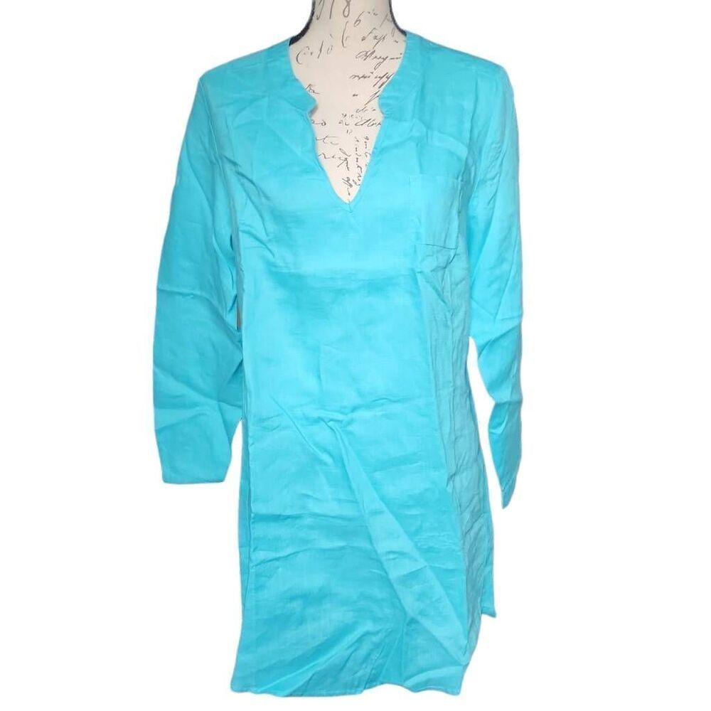 HiHo Ladies Size Medium Capri Blue Linen Bananakeet Dress